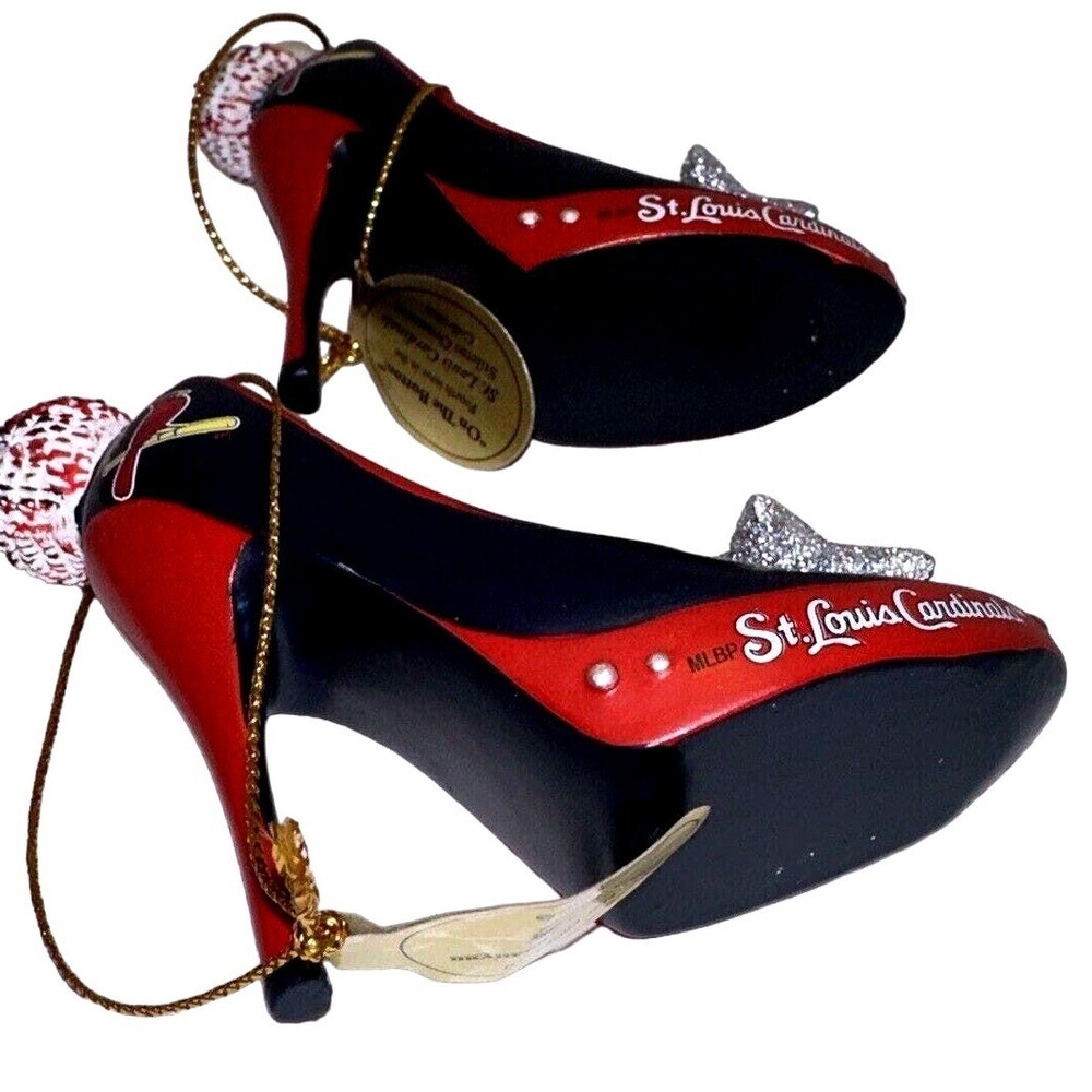 Bradford Exchange St. Louis Cardinals Shoe Ornament High Heel Baseball Pom Pom - Picture 6 of 10